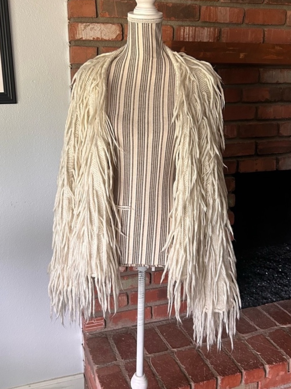 Spell Collective Wolf Clan Fringe Cardigan in Cream
